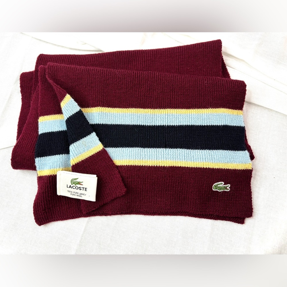 Lacoste Wool Multicolor Wool Sweater Knit Scarf